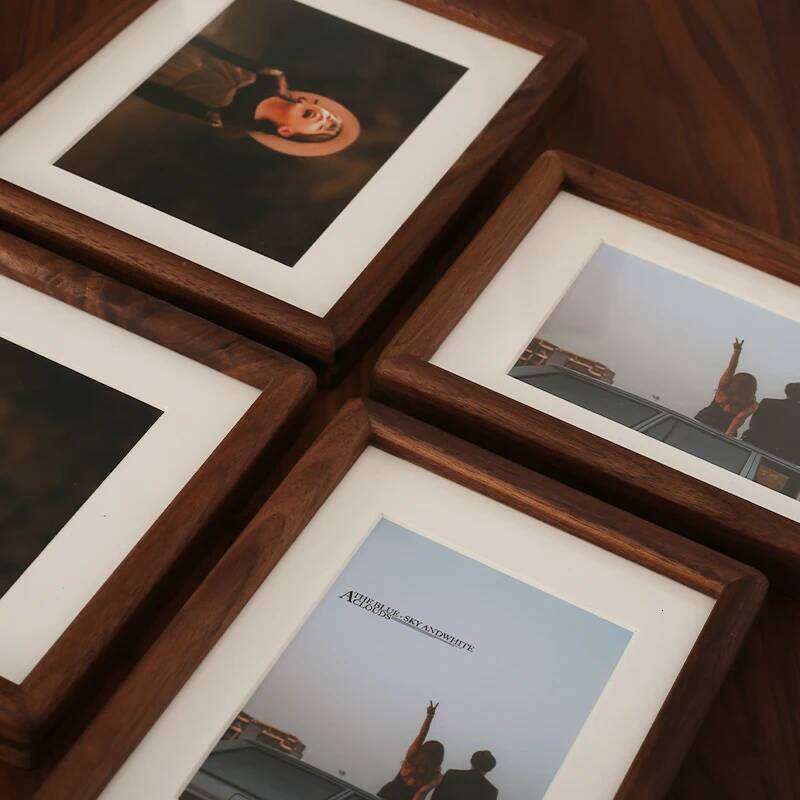 Black Walnut Photo 6/7/8/10 Inch Solid Wood Picture Frame Mortise-Tenon Craft Swing Table Display for Home Decoration H260306