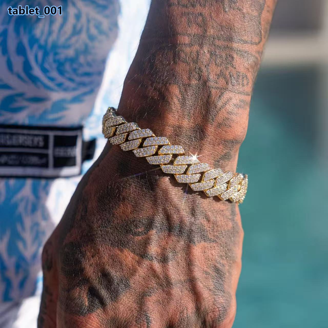 Moissanite Iced Out Gold Plated Cuban Link Luxury High End Fine Jewelry Custom Design Hip Hop Style Bracelet