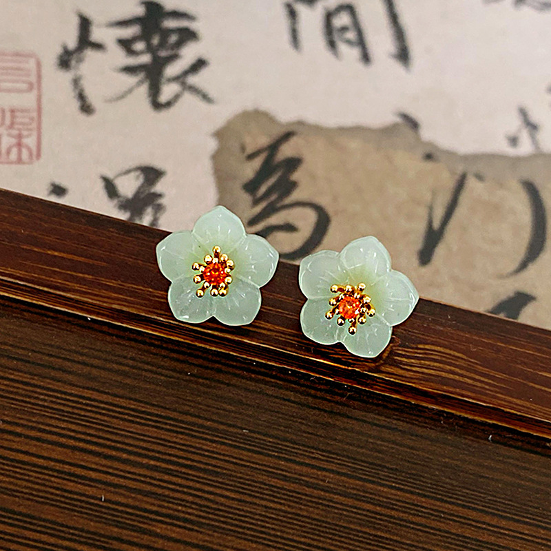 S925 Silver Green Jade Crystal Chinese Ethnic Tassel Dangle Earrings for Women Bamboo Shape Neo-chinese Style Temperament Charms Elegant Delicate Jewe - view 4