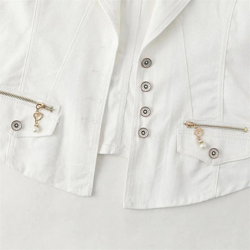 Womens Denim Vest Ladies White Jean Jacket Fashion Waistcoat Summer Coat Outwear S5XL 260306