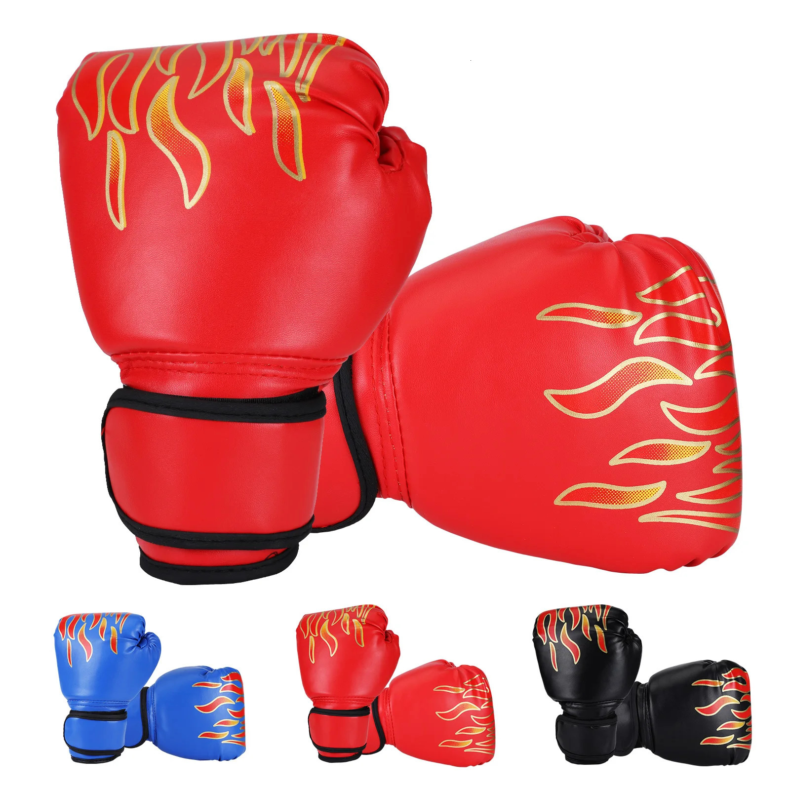 Kids Boxing Gloves Children Punching Training Sparring Comfortable Adjustable Fighting Mitts Hand Protector Black 260228
