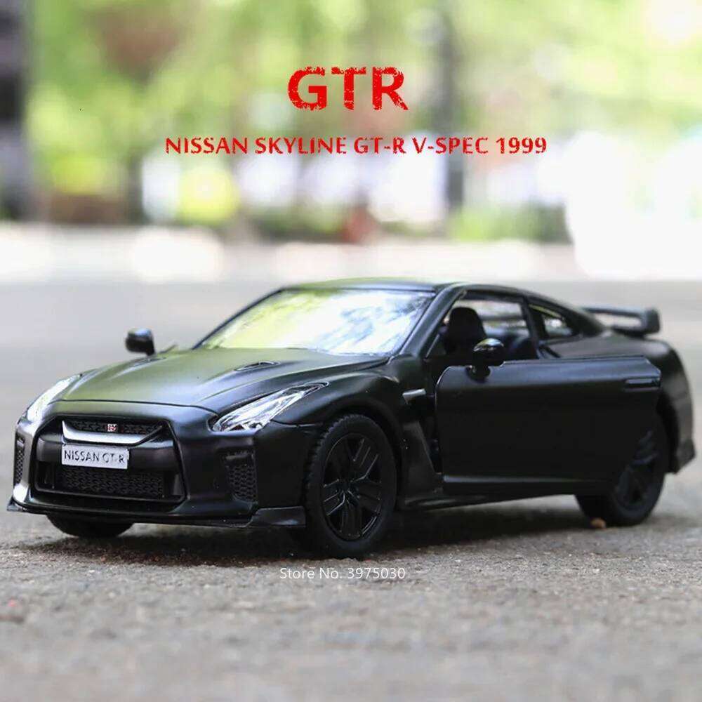 1:36 Scale GTR Alloy Diecast Cars Toys Models Wheel Pull Back Vehicles Doors Opened Rubber Tires Car Model Boys Decoration Gifts Z260307