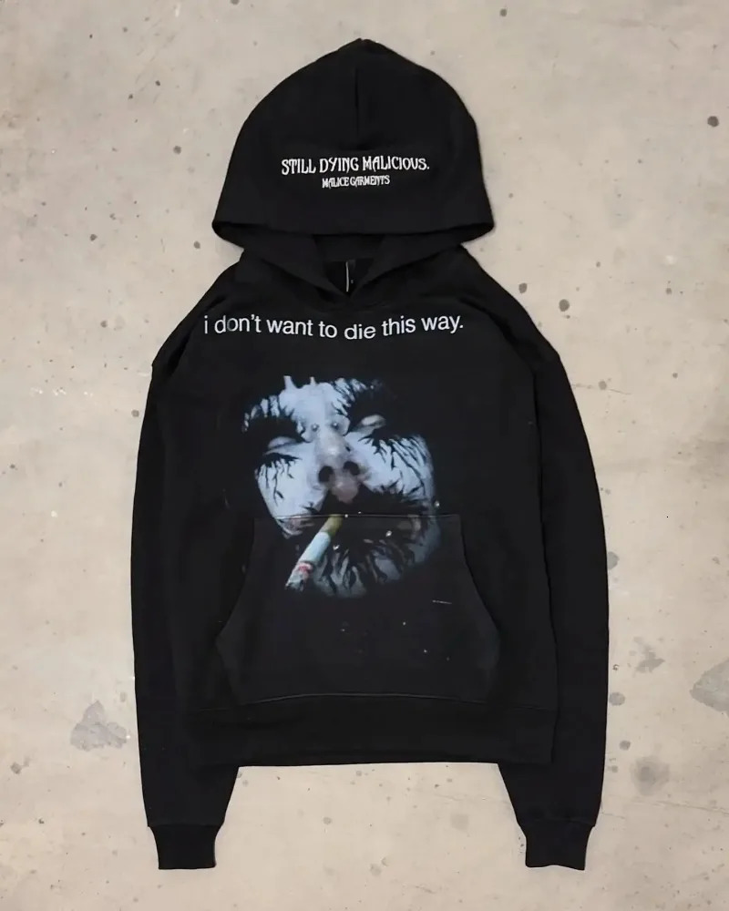 Y2k Streetwear Gothic Cartoon Letter Oversized Hoodie Mens Fashion Harajuku Loose and Versatile Long Sleeve Hoodie 260304