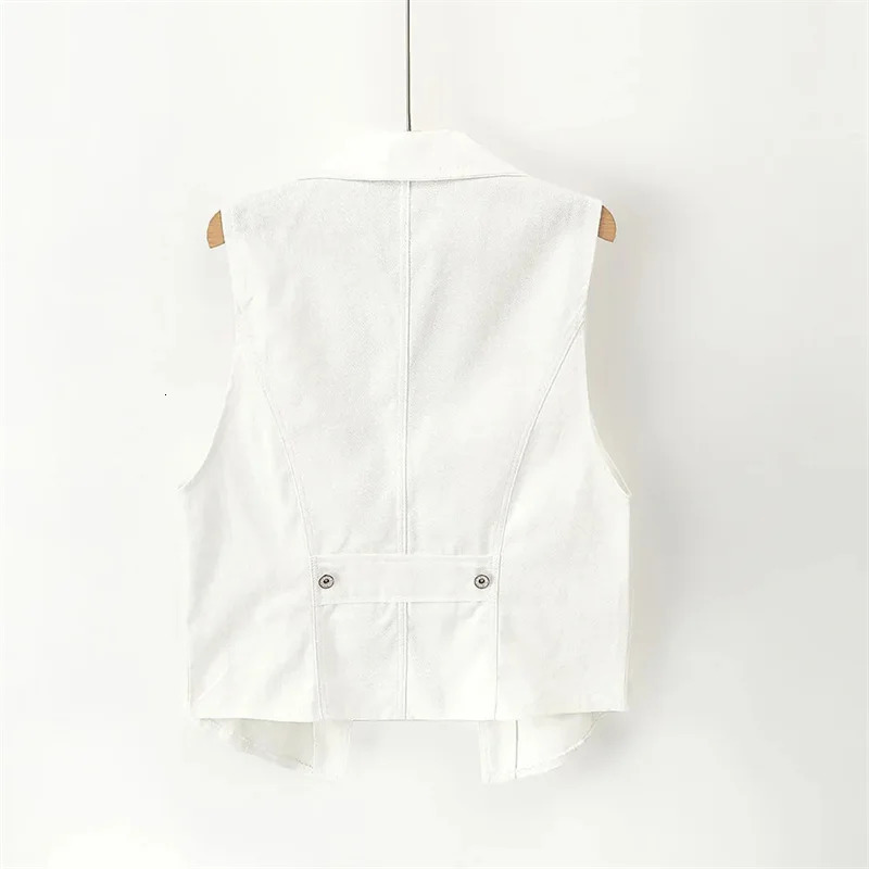 Womens Denim Vest Ladies White Jean Jacket Fashion Waistcoat Summer Coat Outwear S5XL 260306
