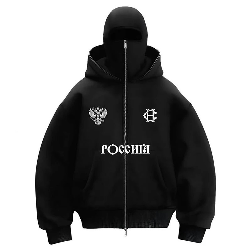 Mens Winter Letter Zipper Hoodies Chic Face Mask Warm Hooded Sweatshirts Casual Vintage Sports Jacket Outdoor Activities 260304