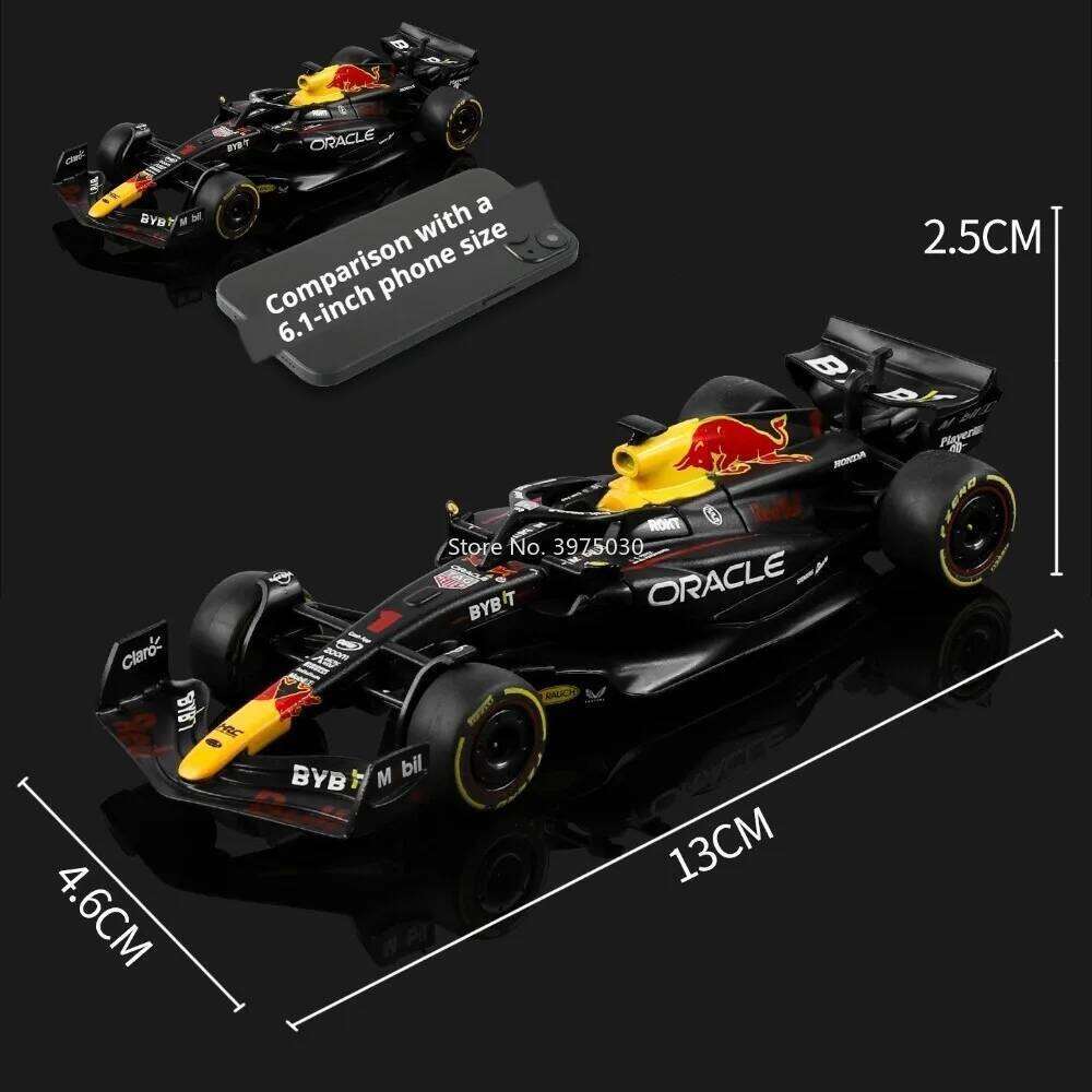 1:43 Model Car Toy F1 Oracle Red Bull Racing RB19 Verstappen Exquisite Floral Painting Slide Forward Miniature Cars Kids Toys Z260306