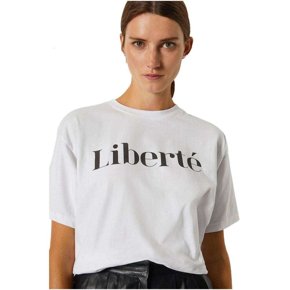 Liberte Slogan Cotton Classic Women's Top T-Shirt Portuguese Short Tee Drop Sleeve Cool Shirt XJ260306