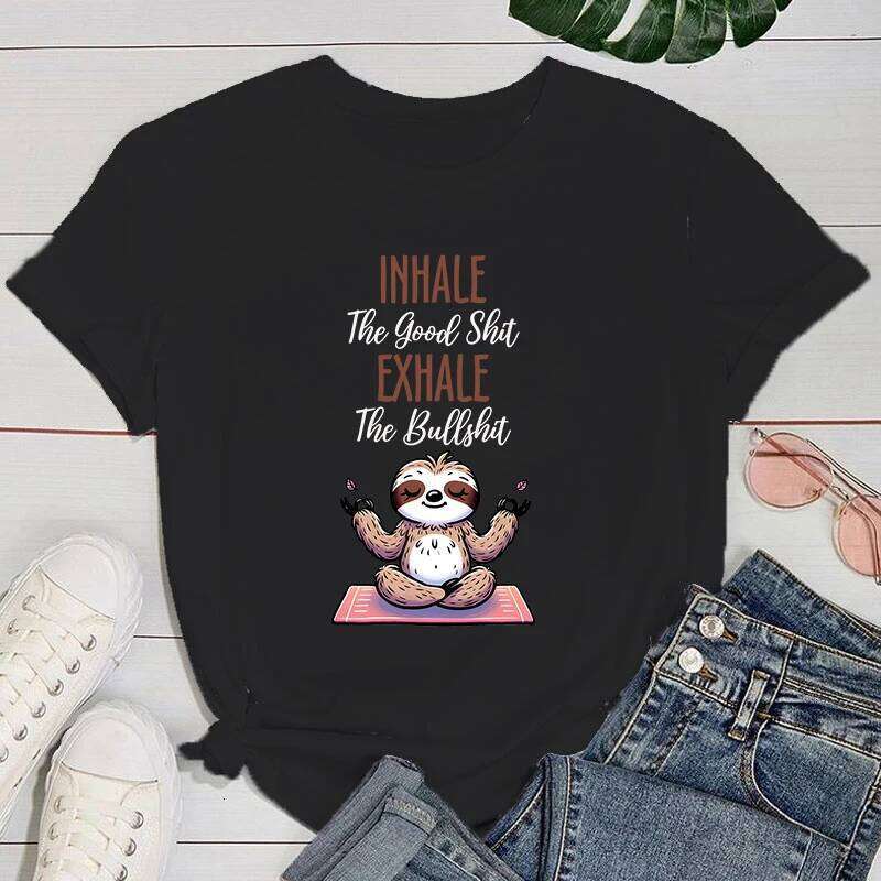 yogo shirt Funny Yogo Sloth Letter Print T-Shirt Womans Casual Summer Cool T Shirt Plus Size Tops Tees XJ260306