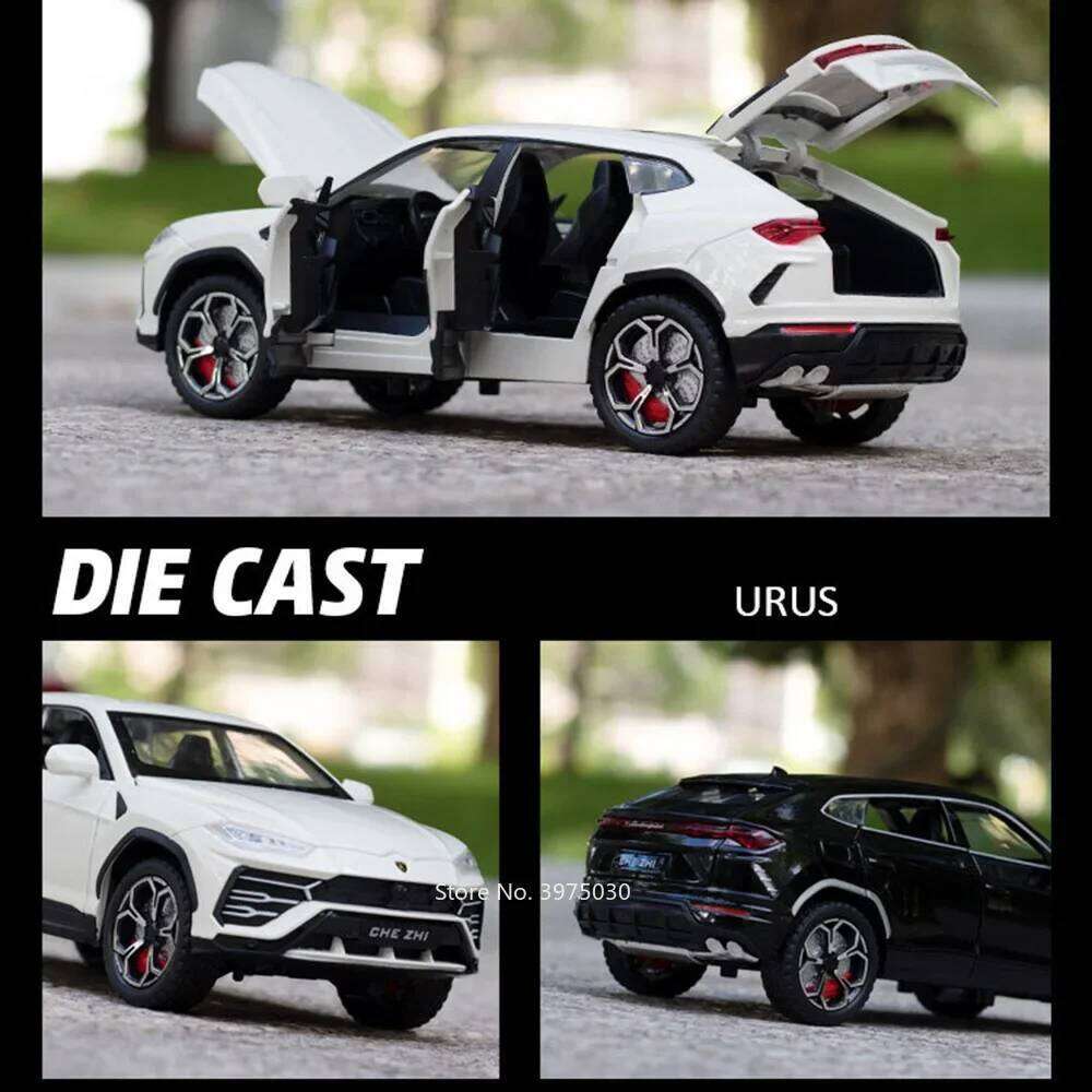 1:24 Scale URUS Alloy Diecast Models Cars with Light Music Sports Car 6 Doors Opened Vehicles Model for Boys Xmas Gift Toys Z260307