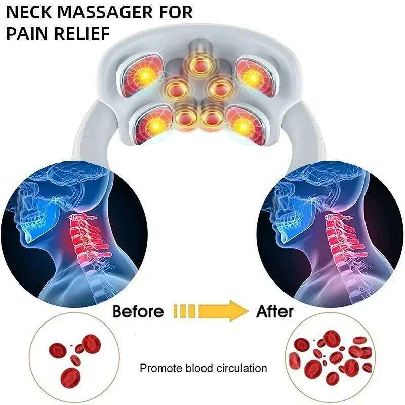 Smart And Back Massager Device Shoulder Neck Massage Cervical Vertebra Vibrator Heating Relieve Pain Muscle Care 26Y0307