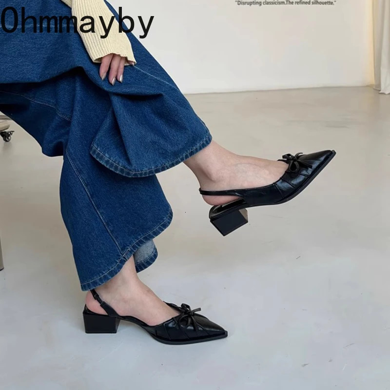 Summer Womens Cover Toe Sandals Elegant Shallow Singbacks Mules Shoes Ladies Comfort Low Heel Dress Shoes 260303