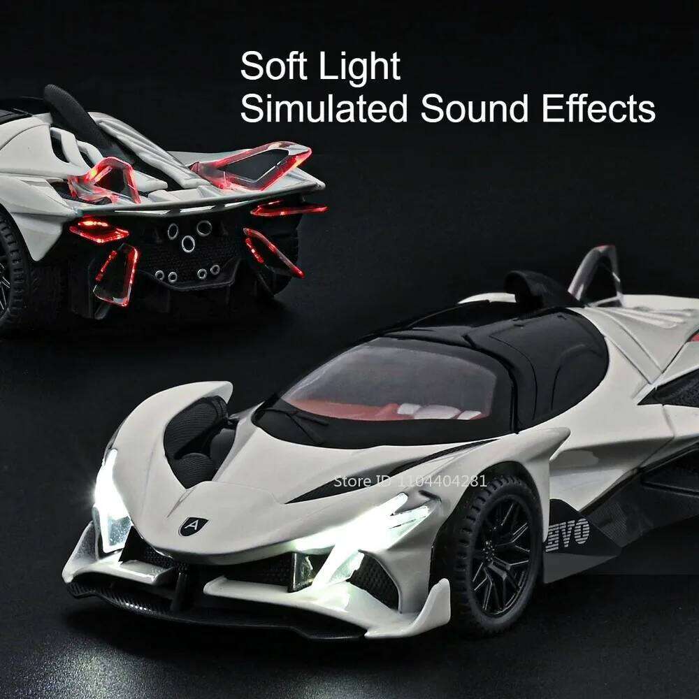 1:32 Apollo EVO Bolide Supercar Model Toys Alloy Diecast Cars Rubber Tires Metal Body Doors Opened Sound Light Vehice Child Gift Z260307