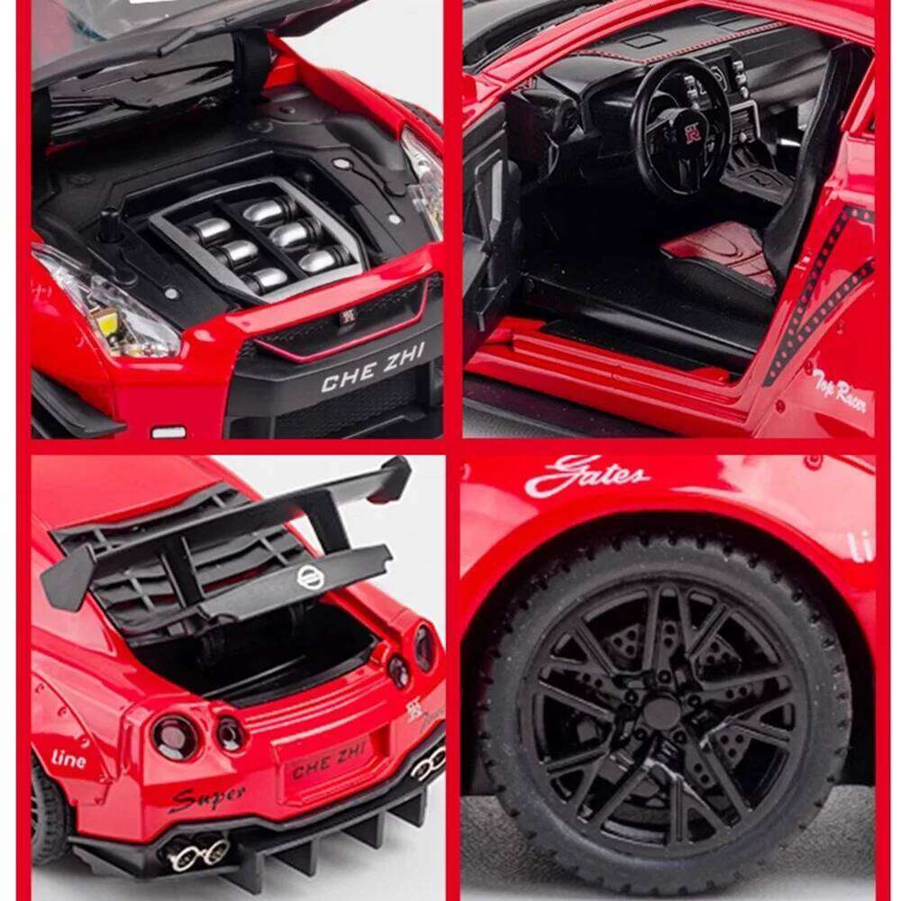 1:24 Scale GTR R35 R50 Alloy Car Model Diecast Toy High Simulation Vehicle with Pull Back Sound Light Toys for Kids Boys Gifts Z260307