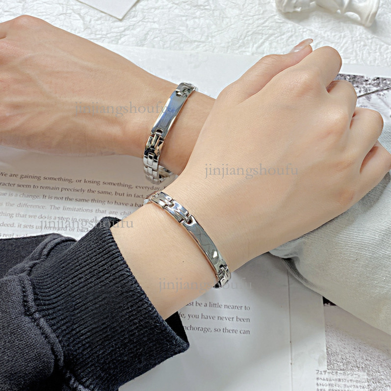 2026 Simple Fashion Stainless Steel Designer Bracelet Luxury Brand Women's Jewelry Trendy Personality Carving Magnetic Couple Bracelet Wholesale 