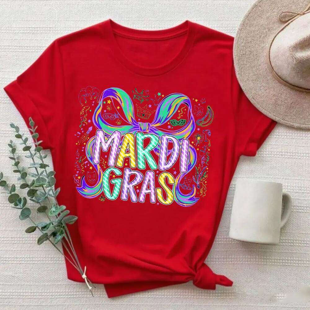 Carnival T Shirt RetroBow Mardi Gras Yall Design Tees High Quality Cotton Y2k Unisex Tops Women Clothes XJ260306 XJ260306