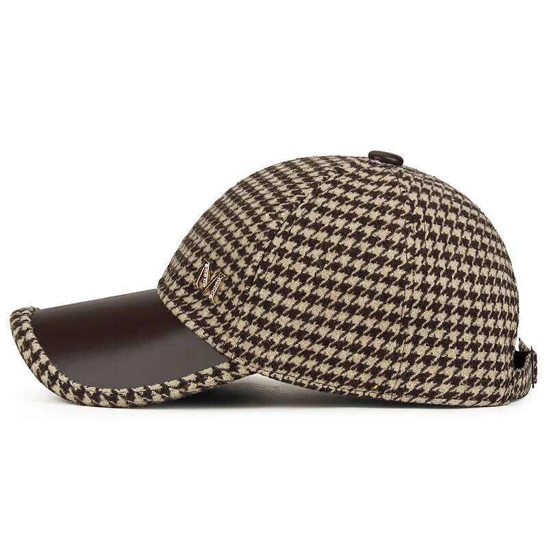 Houndstooth M Logo Baseball Korean Version Women'S Hat Versatile Duckbill Cap Y260304