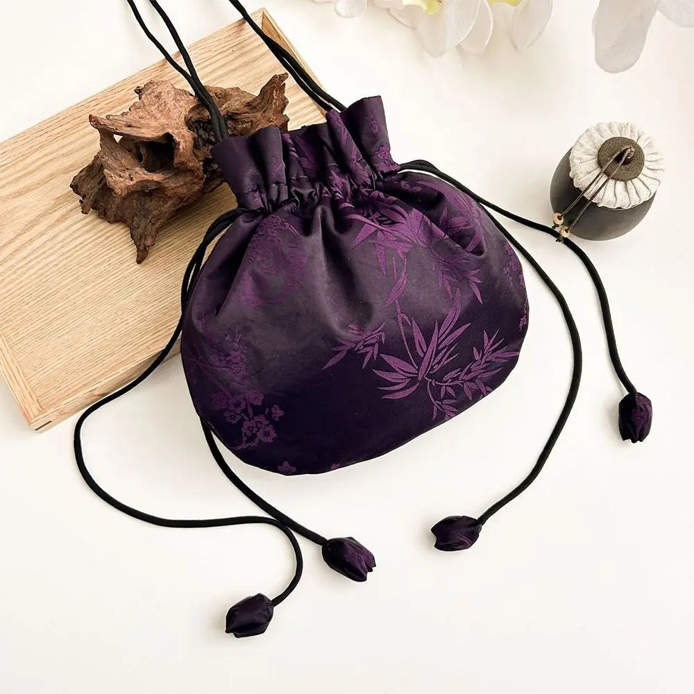 Silk Material Retro Handbags Embroidery n Storage Function Bags Drawstring Clre Purse 260307