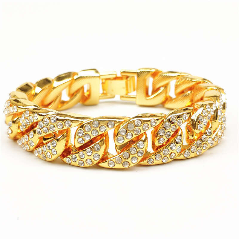 High-quality European and American original Cuban chain, trendy brand, full of diamonds, 15MM thick, exaggerated hip-hop necklace