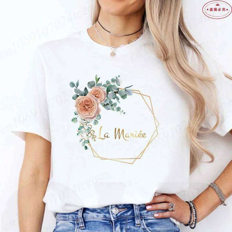 EVJF Future T-shirt French Bridal Wedding Team Bride Tops Bachelorette Hen Party Tshirt Women Flower Wreath Graphic Tees XJ260306 XJ260306