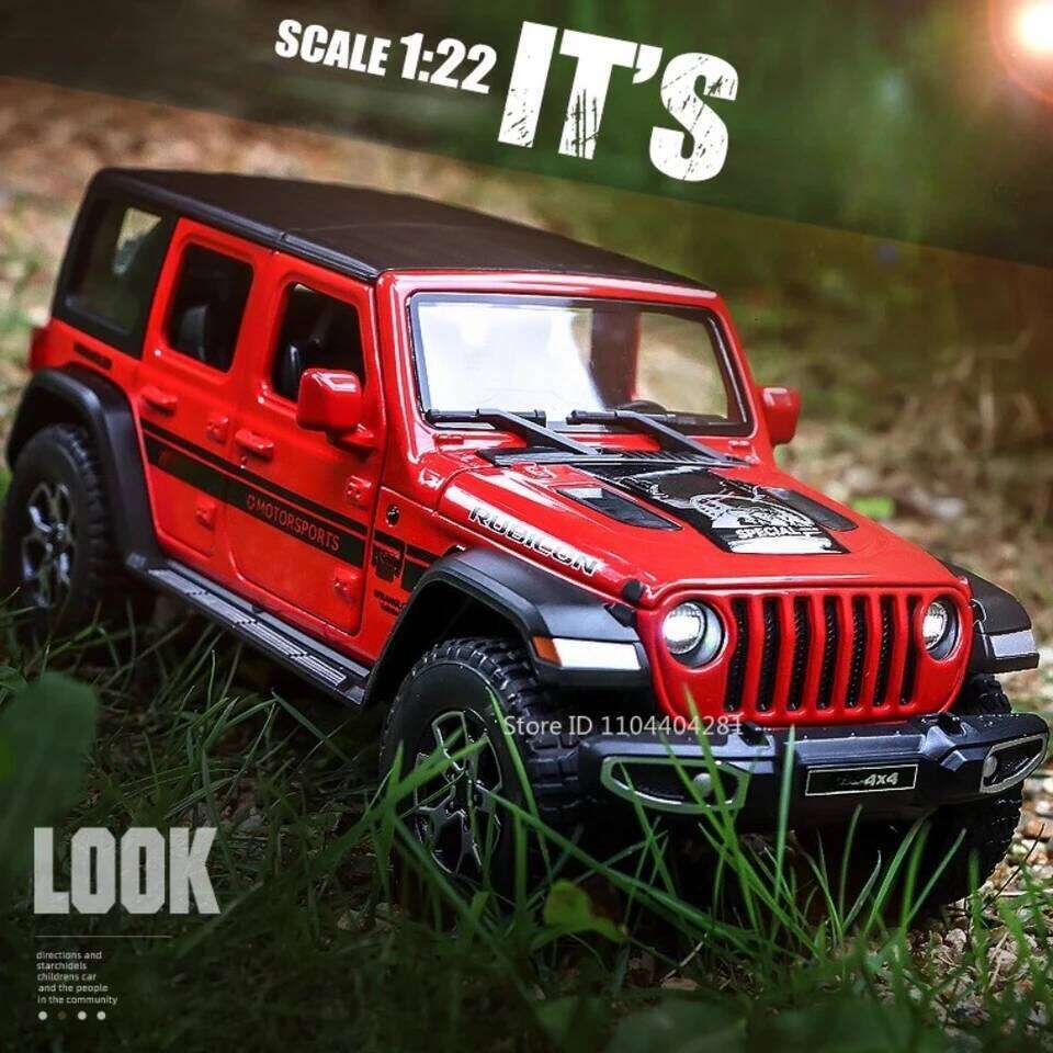 1:22 Wrangler Rubicon Suzuki Hustler Alloy Toys Diecast Model Car Doors Opened Sound Light Pull Back Vehice Friend Birthday Gift Z260306
