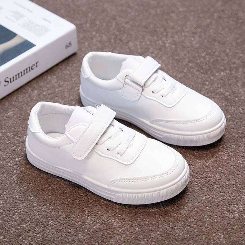 Children White Sneakers Pu Leather Breathable School Kids Casual Shoes Fashion All-match 25-36 Anti-slip Boys Girls Board Shoe H260207 H260305