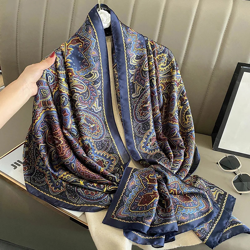 Spring Scarf Womens Scarf Silk Smooth Scarf Soft Muslim Headband Shawl Beach 85x180cm 260302