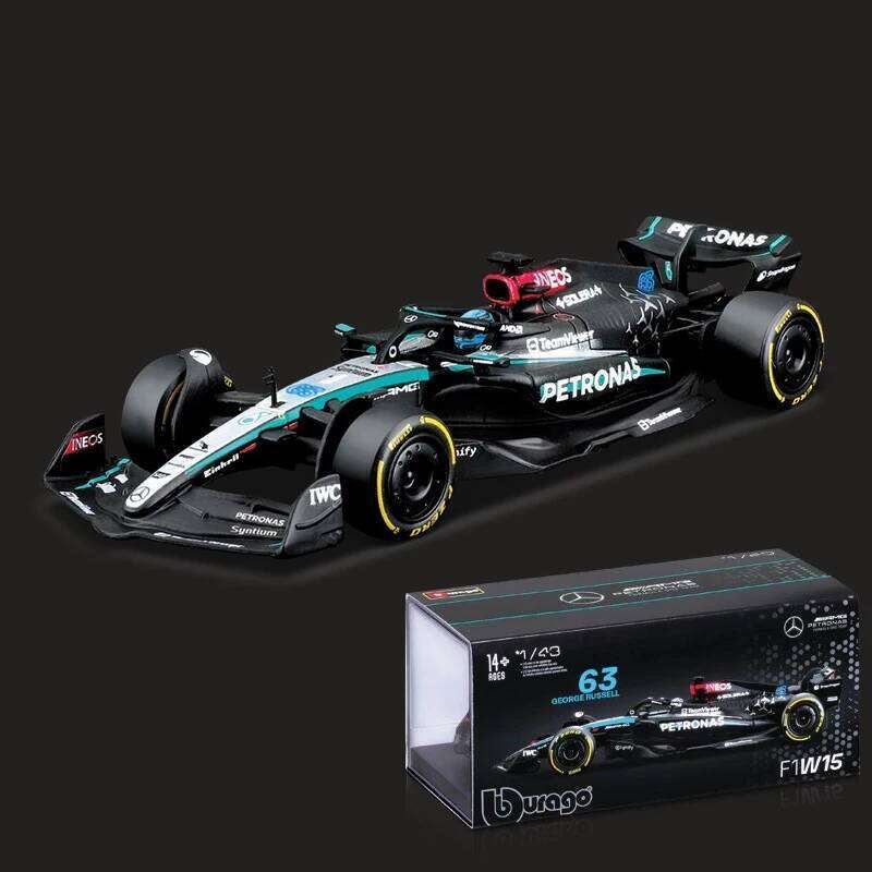 Bburago 1:43 Mercedes-AMG F1 W15 E Performance 2024 Alloy Car Miniature Diecast Model 44# Lewis Hamilton 81# George Russell Toy Z260306