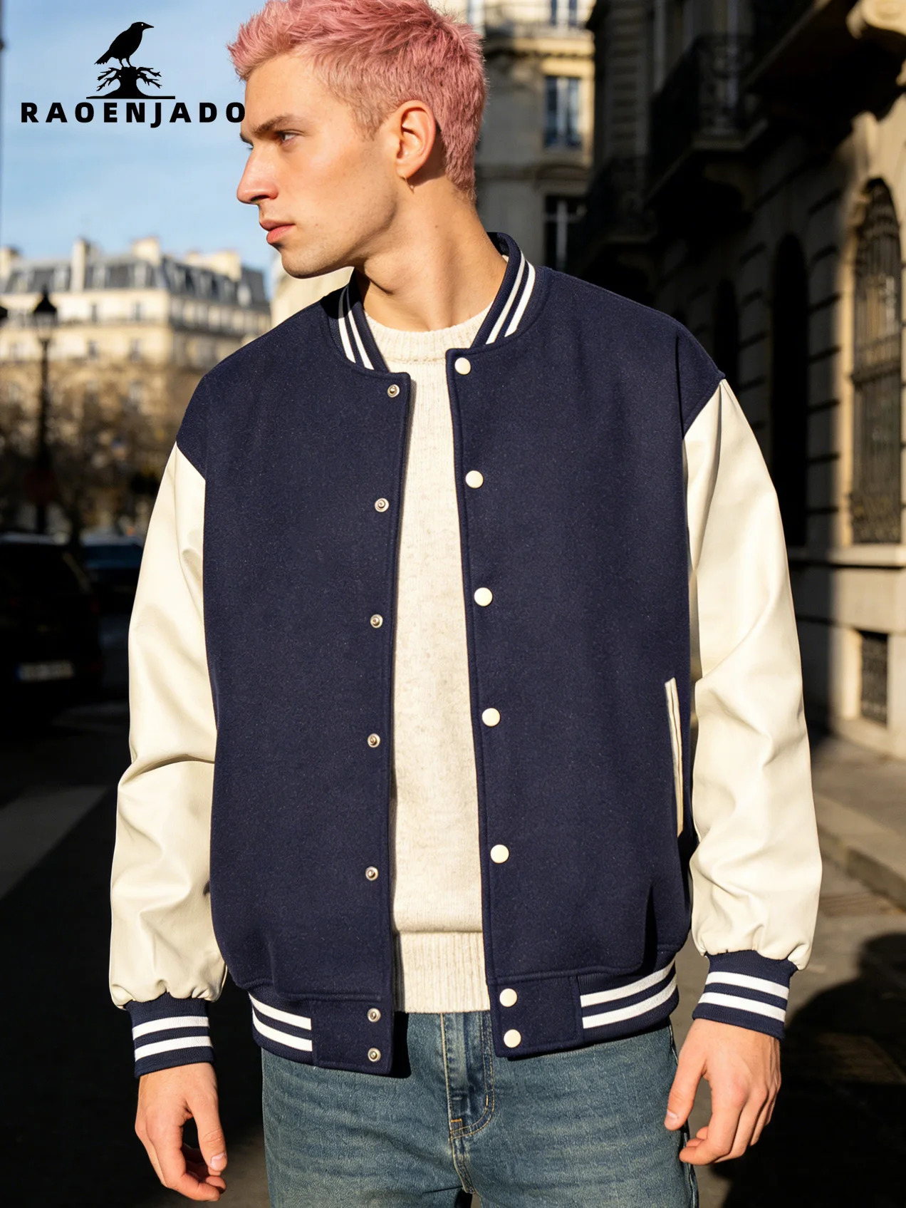Mens Varsity Jacket Faux Leather Sleeves Letterman Classic Coat Bomber Baseball Jacket Color-blocking Light Weight Clothing 260306