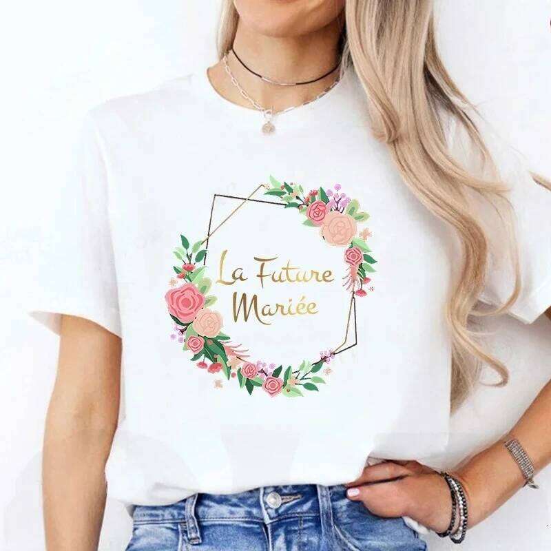 Flower Wreath Team T-shirt French Bridal Wedding Tops Single Farewell Bachelorette Party Tee EVJF Future Bride To Be Shirt XJ260306 XJ260306