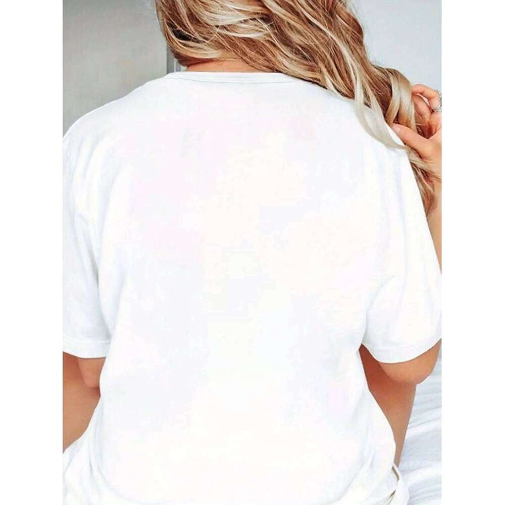 Floral Leaf Print Classic Fit Women's Short Sleeve T-Shirt Casual Fashion Top for Year-Round Wear XJ260306 XJ260306