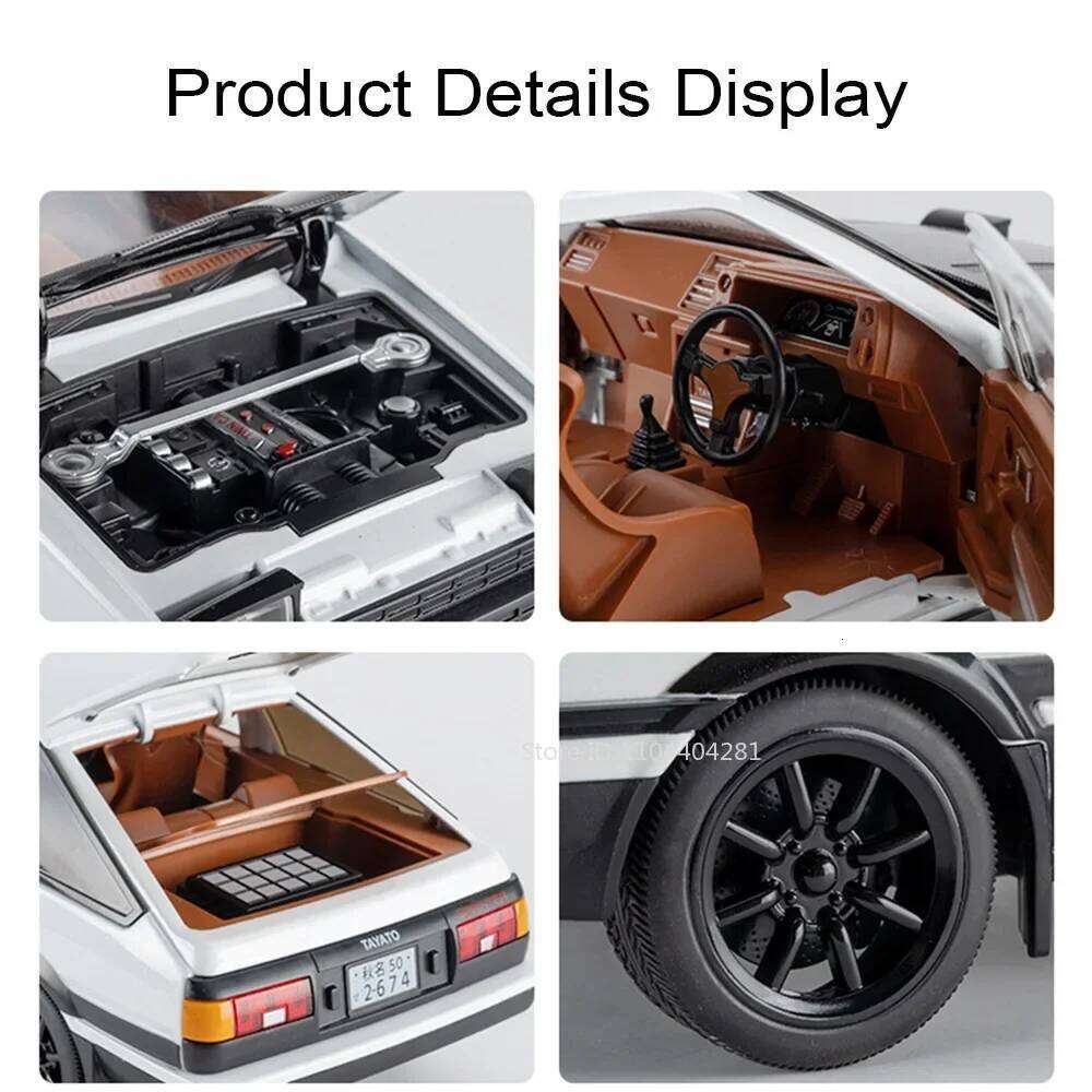 Large 1:18 Initial D AE86 Land Cruiser LC300 Alloy Toys Model Car Diecasts Doors Opened Sound Light Pull Back Vehices Boy Gifts Z260306
