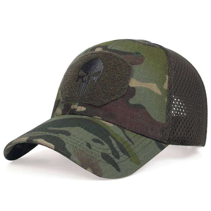 Camouflage baseball net cap, special forces tactical skull, sun shading magic tape, duckbill cap Y260304