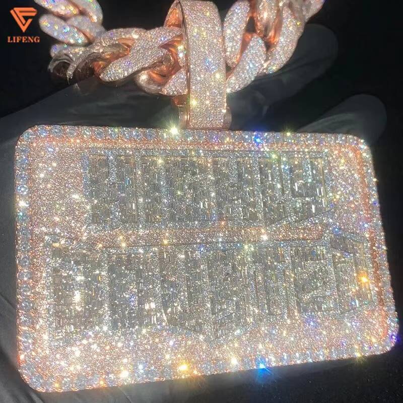 Lifeng Jewelry Custom Luxury Moissanite Pendant Ice Out VVS Moissanite Charm Diamond Letter Silver 2 Tone Hip Hop Pendant Gift