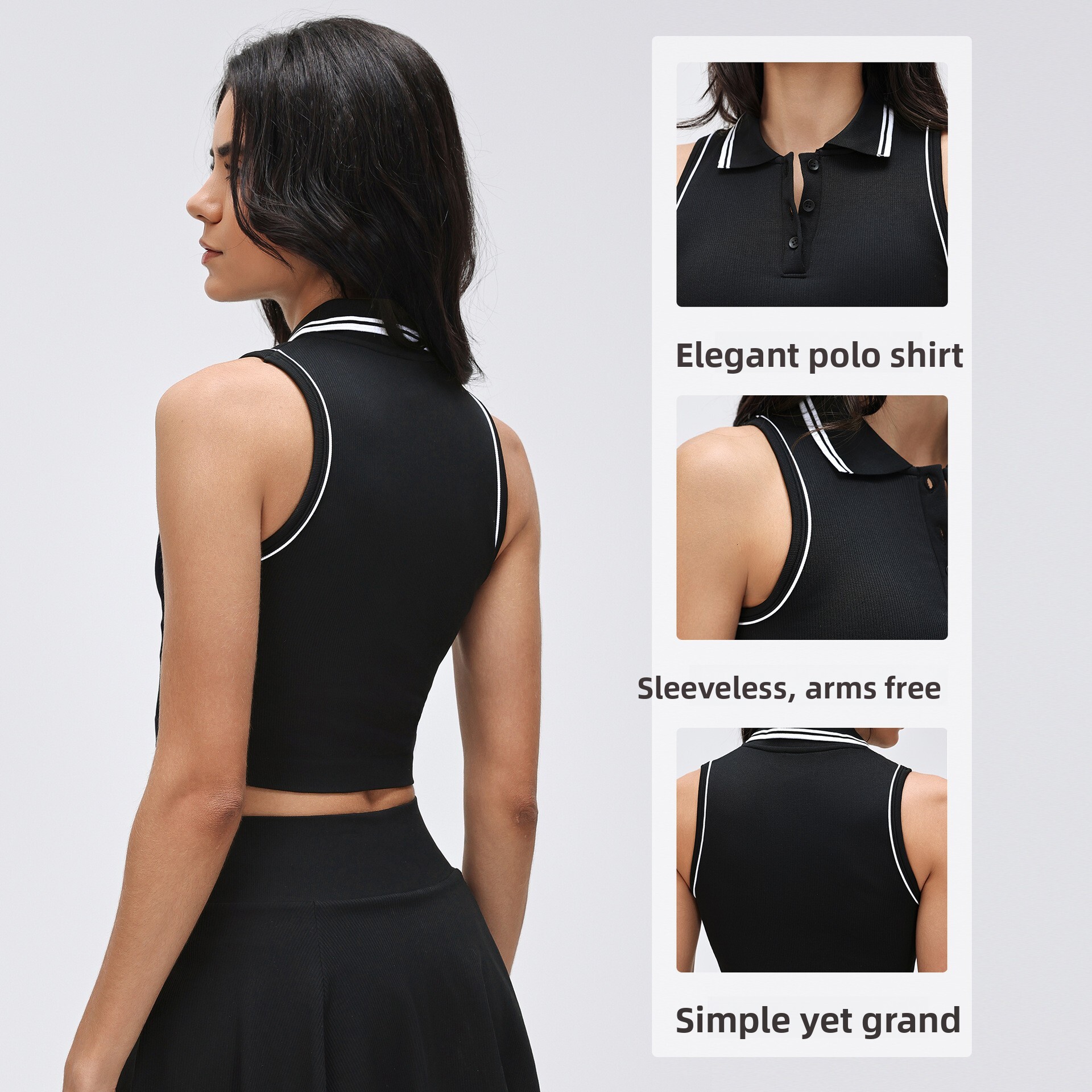 Seamless Color-Block Button Turn-Down Collar Sports Vest for Women Fashionable Versatile with Chest Pad Fitness Yoga Top
