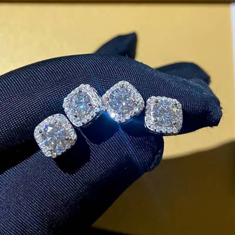 Wholesale VVS Moissanite Cut Diamond Silver Rose Gold Plated for Certified Hoop Stud Earrings 7-30G Factory Price Men Women