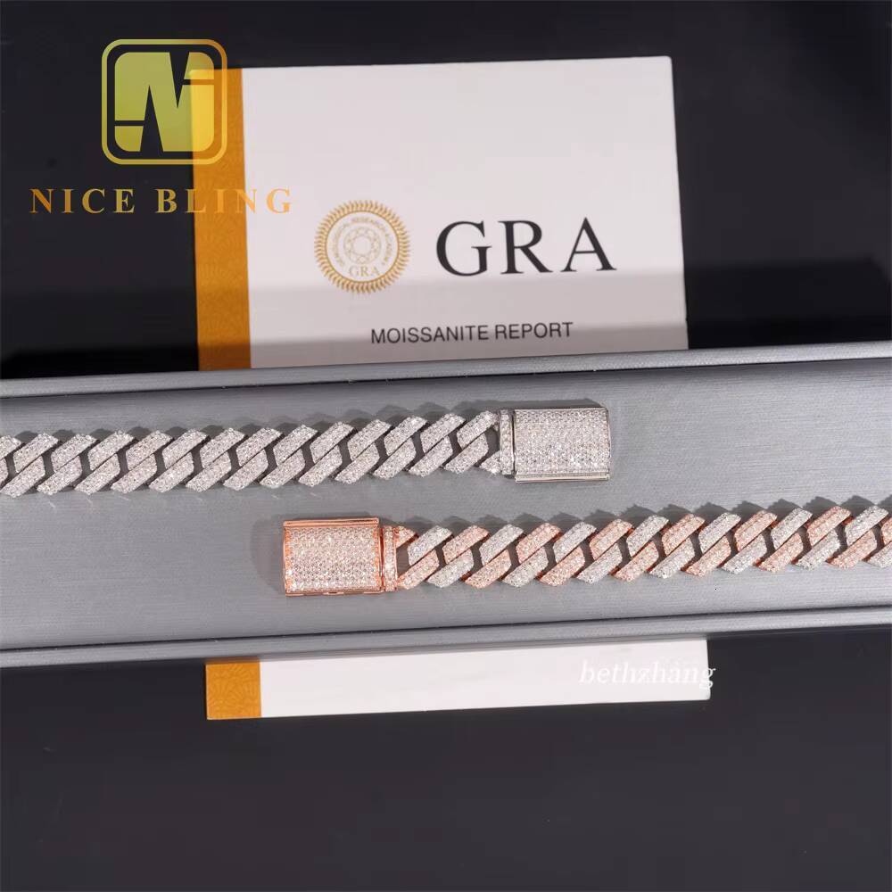 125mm Round Moissanite Cuban Link Chain Lab Diamond Cuban Bracelet 925 Silver Hip Hop Iced Out Jewelry Men Cuban Chain