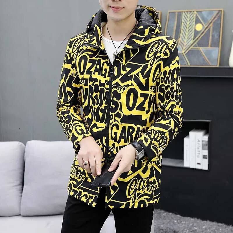 2024 Spring and Autumn New Fashion Checkered Long Hooded Trench Men's Casual Loose Comfortable Windproof Large Size Coat