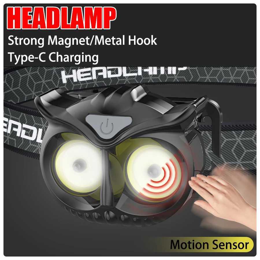 OWL COB Headlamp Magnetic Work Light Rechargeable Working Led Usb Flashlight Headlamps High Power Portable Headlight for Running H260307