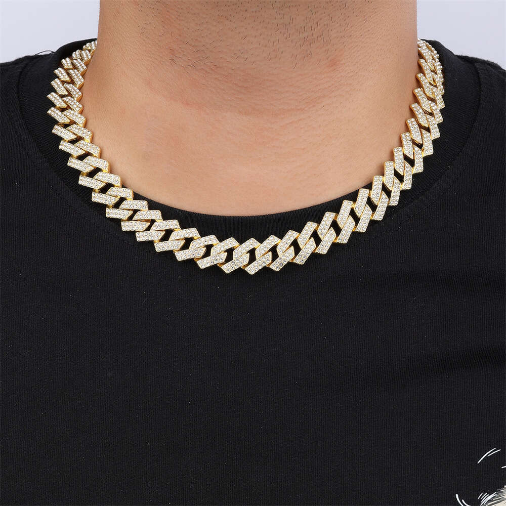Cuban Chain 15mm Fashionable High-Quality Full-Diamond Necklace Hip-hop Jewelry Wholesale from Factory