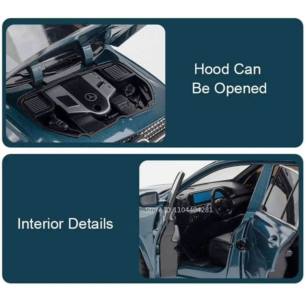 1:24 GLE350 GLS63 Miniature Model Toy Alloy Diecast Door Opened Sound Light Pull Back Front Wheel Steering Car Holiday Gifts Z260306