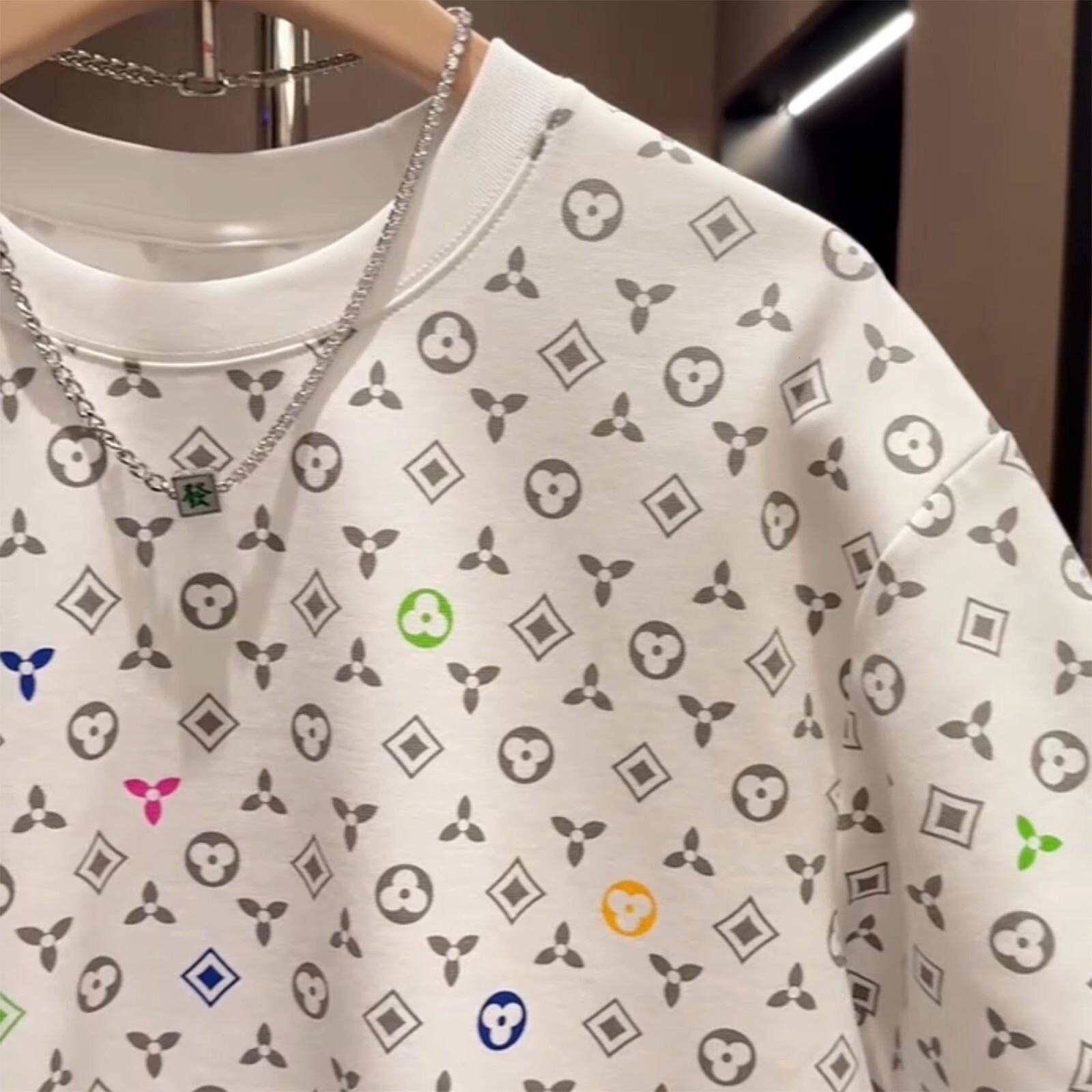 Luxury Brand Designer Clothes Trendy Round Neck Full Print Old Flower Short Sleeve T-Shirt For Men 2025 Summer New Casual Versatile Stylish Cool Half 