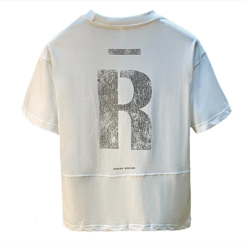 2025 Summer Short Sleeve Tshirt Mens Letter Printed Trendy Versatile American Half Top 260228