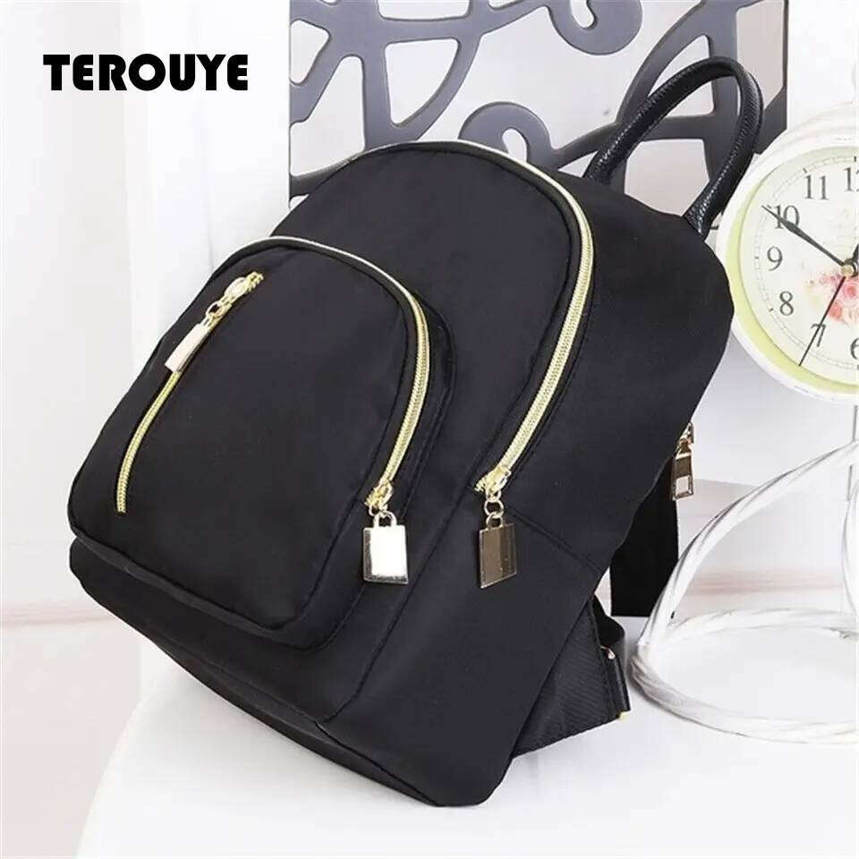 Women's Multi-Function Fashion Girl Oxford Daypack Travel Cute Mini Backpack Men Shoulder Bag Black Purse Hot TEROUYE