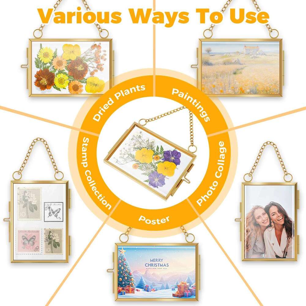 4Pcs Picture Hanging Double Glass Floating Photo Frame Wall Pressed Flower Frames Home Decor H260306