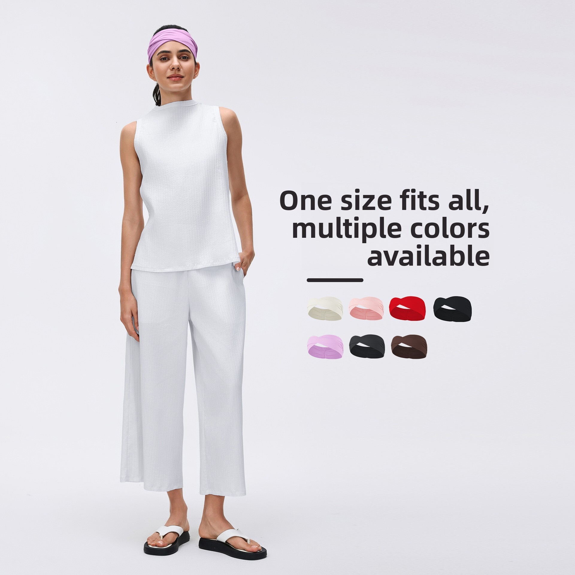 Running Fitness Sweat-Absorbing Yoga Sports High Elastic Hair Tie Headband for Women D26077