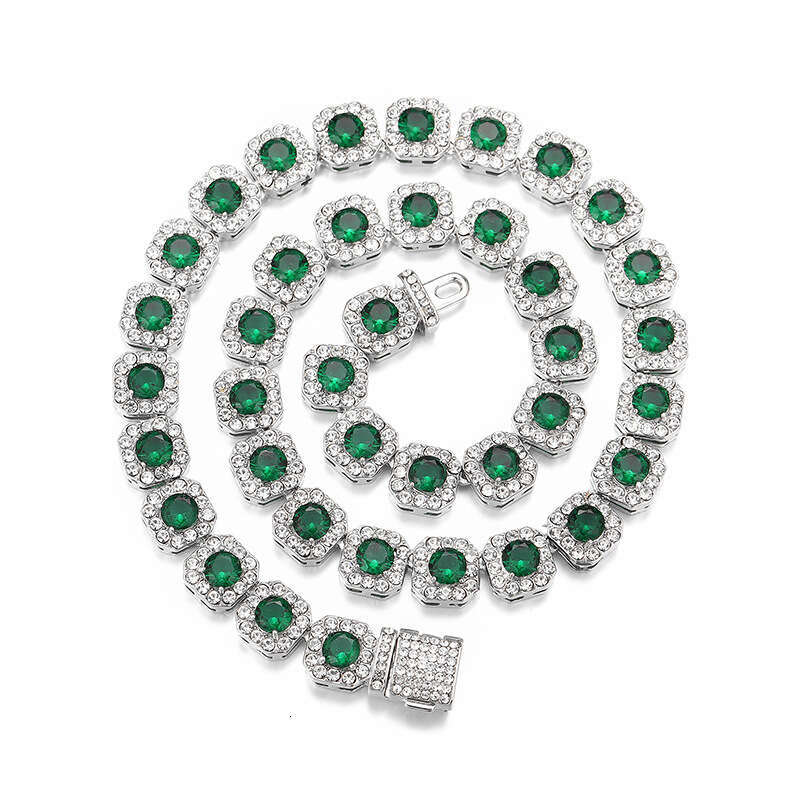 New Hip-Hop High-Quality Design Sense 11mm Zircon Rock Candy Necklace Cross-Border Cuban Chain Wholesale