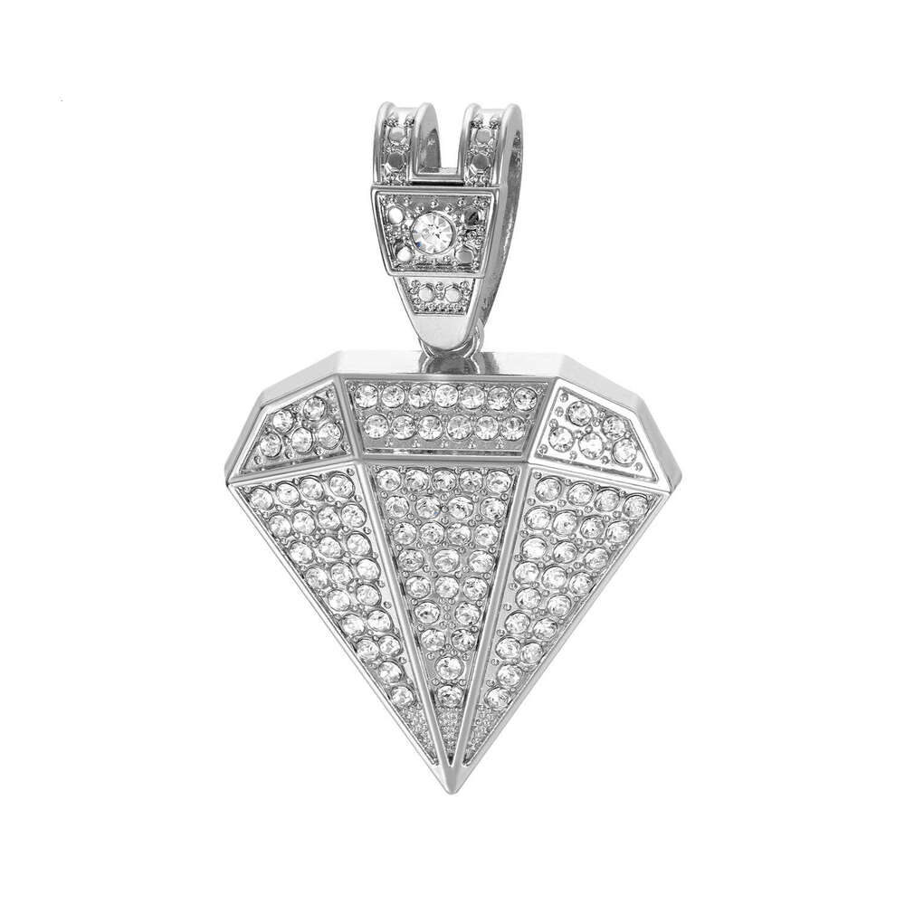 New cross-border European and American hip-hop style large diamond pendant, zinc alloy full-diamond rhombus-shaped Cuban chain, high quality at factor