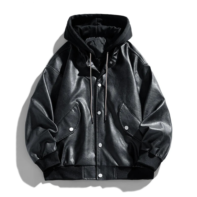 Autumn Mens Leather Jacket Fashion Casual Handsome Leather Jacket Trend Comfortable Loose High-quality Leather Jacket 260306