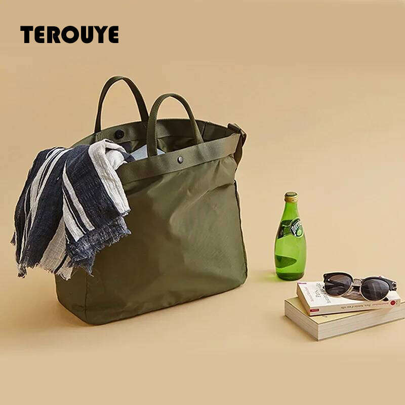 Large Capacity Korea Tote Nylon Casual Travel Handbag Diagonal Swimming Beach Fitness Yoga Unisex Storage Shoulder Bag TEROUYE