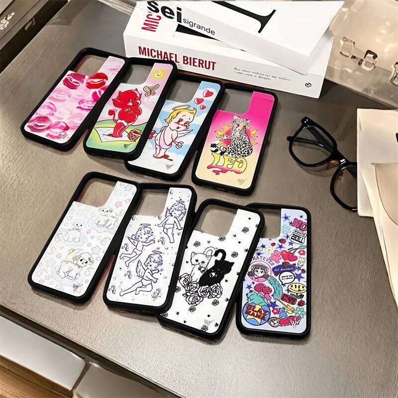 Wildflower Kensington Kiss cherub Phone Case for iPhone 17 12 13 14 15 16 Pro Max Plus Kitten Little Angel Devil lamb wf Cover 26H0307